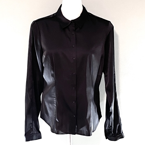 Women’s Guess black satin long sleeve blouse - Picture 3 of 10